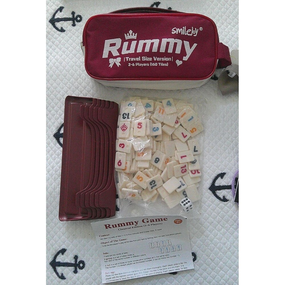 NEW IN CASE SEALED SMILEJOY TRAVEL SIZE RUMMY 160 TILES 2-6 PLAYERS